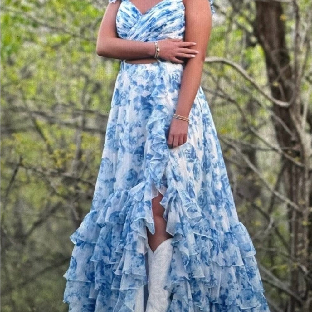 Elegant Blue Ava Presley Floral Women's Dress
